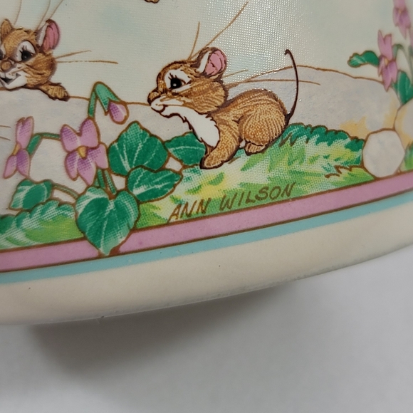 Vtg Hallmark Mug Mates Friendship Bunny Rabbits Squirrel Birds Mug And Lid - Picture 5 of 16